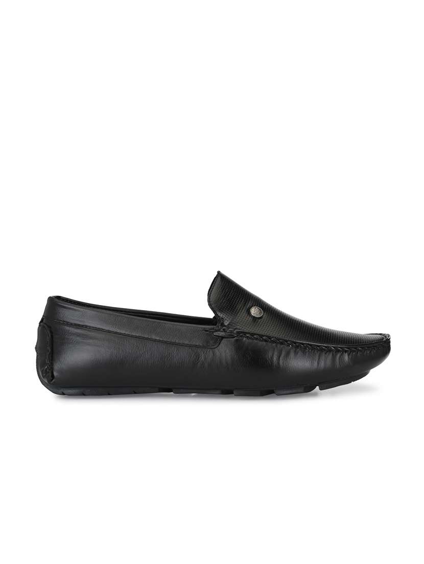 black synthetic slip on loafers - 18736943 -  Standard Image - 1