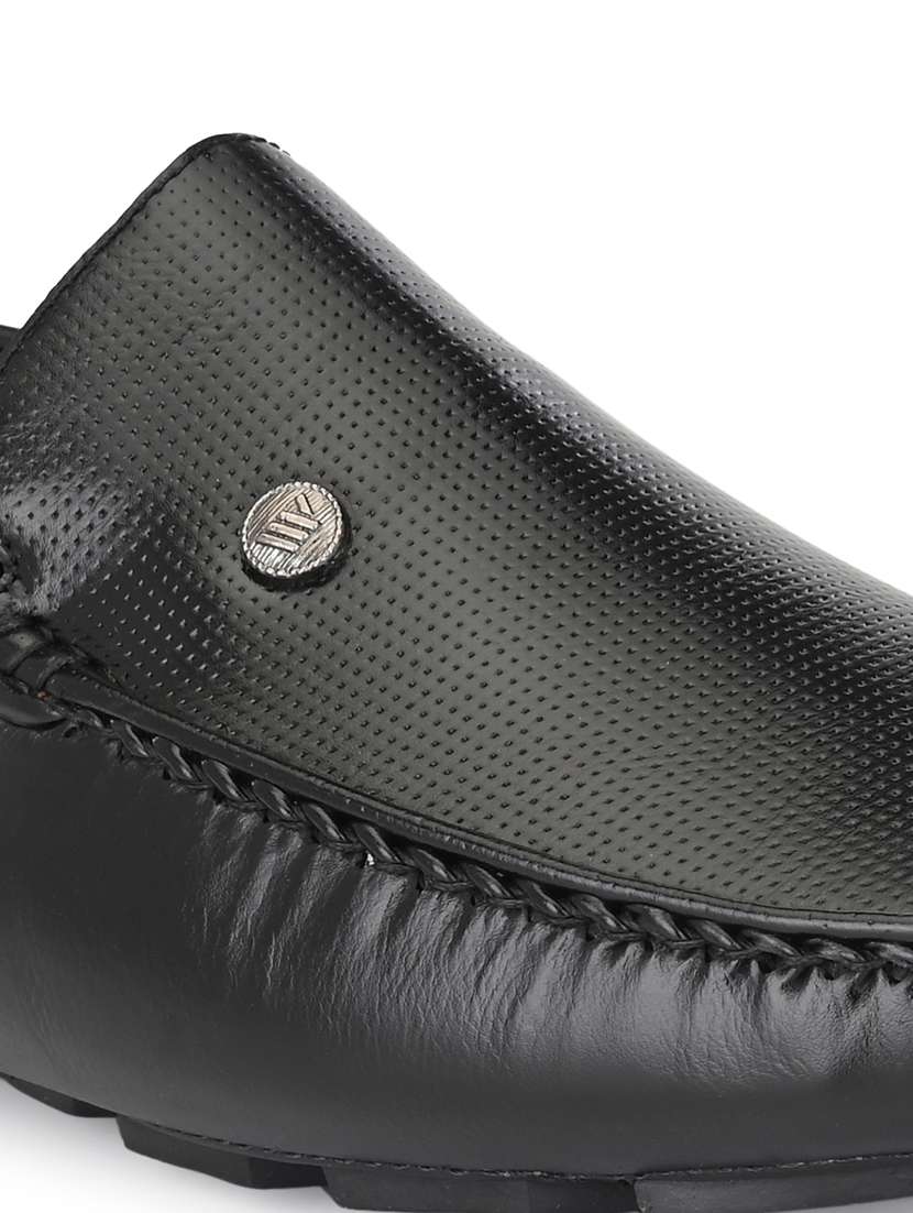 black synthetic slip on loafers - 18736943 -  Standard Image - 4