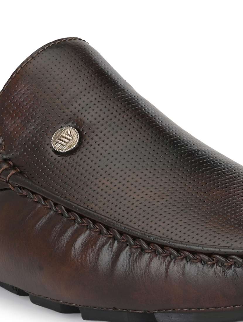 brown synthetic slip on loafers - 18736944 -  Standard Image - 4