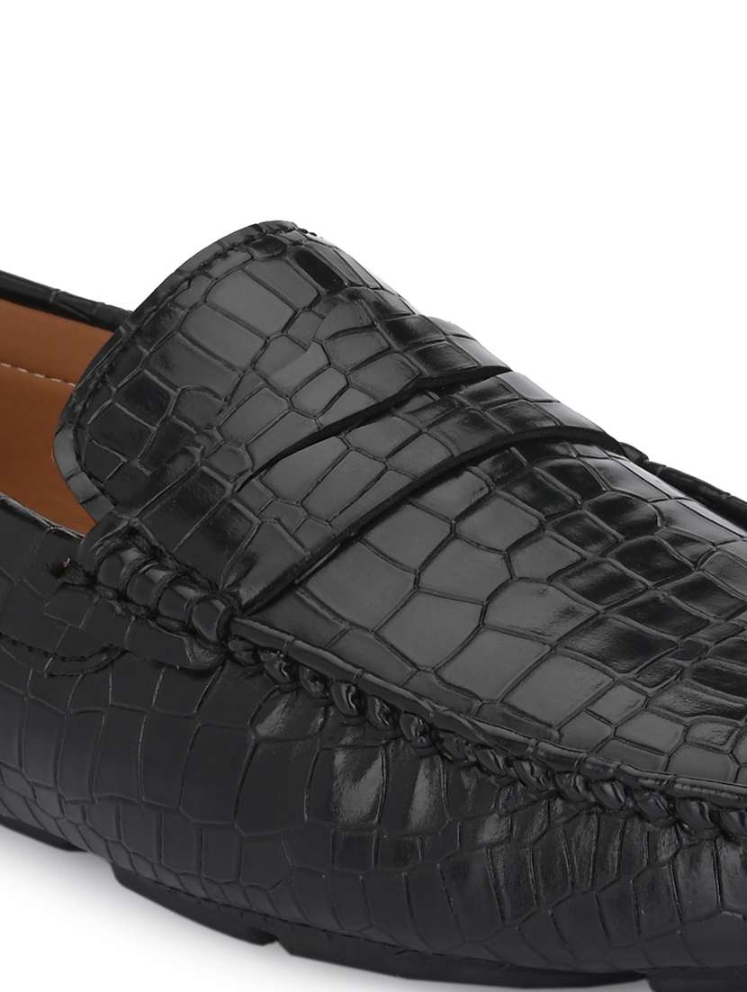 black synthetic slip on loafers - 18736947 - Standard Image - 4