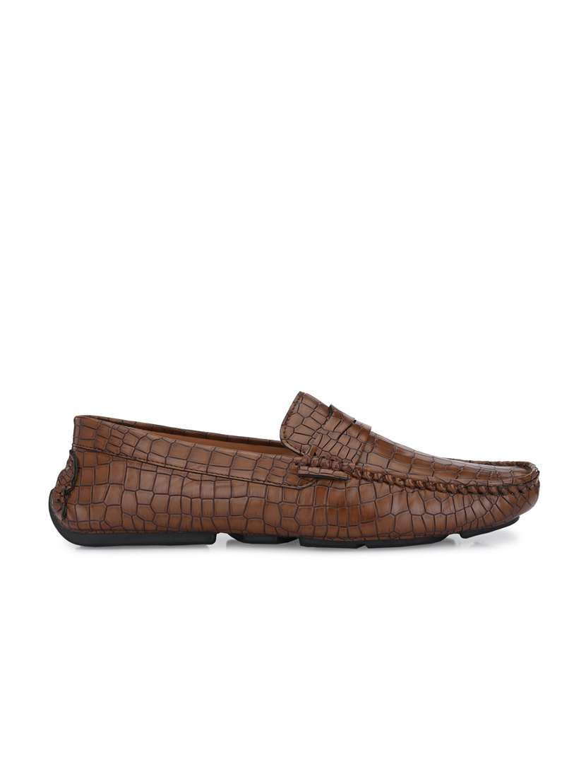 brown synthetic slip on loafers - 18736948 -  Standard Image - 1