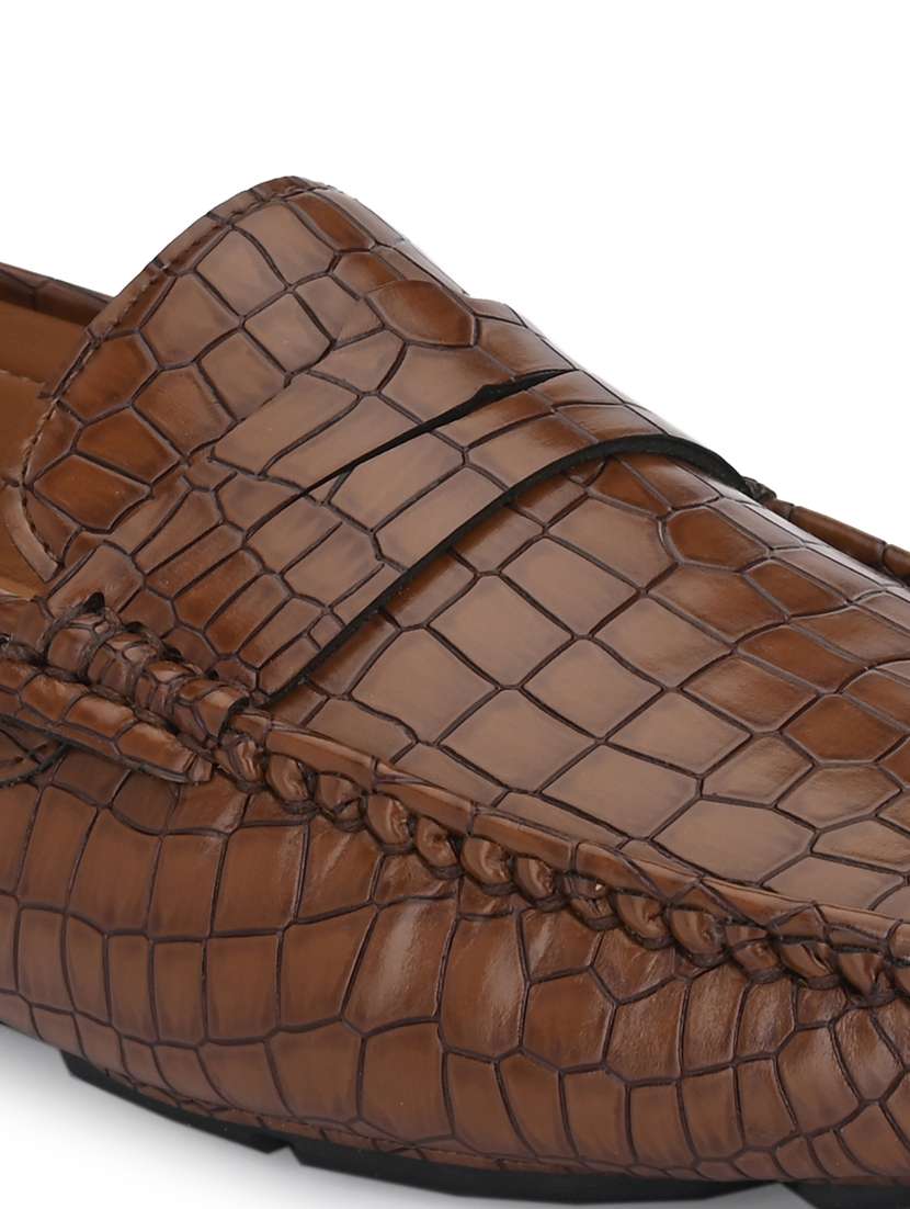 brown synthetic slip on loafers - 18736948 - Standard Image - 4