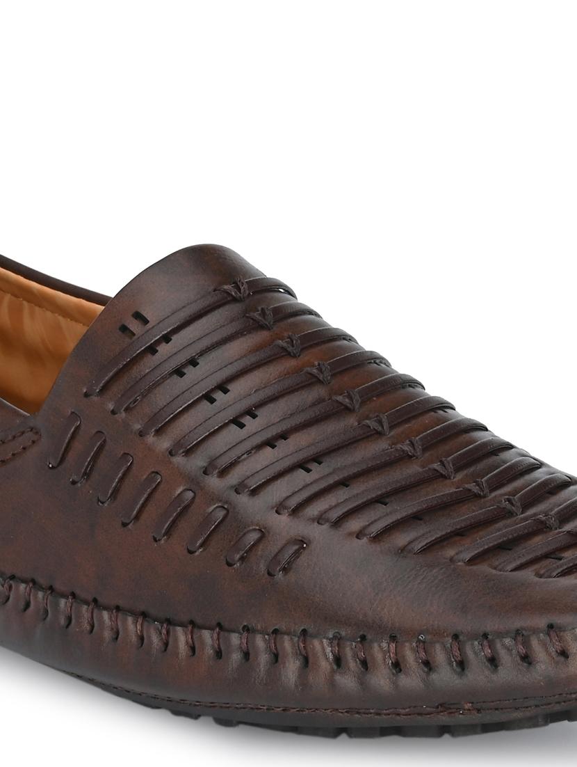 brown synthetic slip on loafers - 18736958 - Standard Image - 4