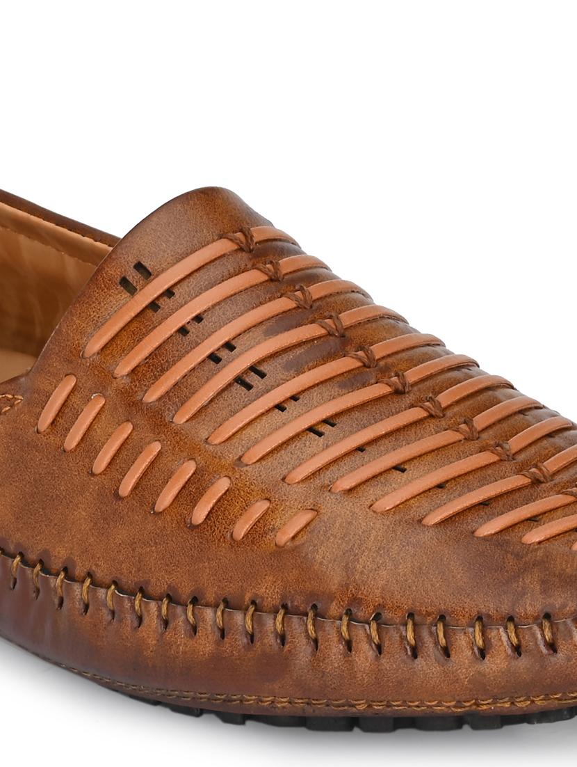 tan synthetic slip on loafers - 18736959 - Standard Image - 4