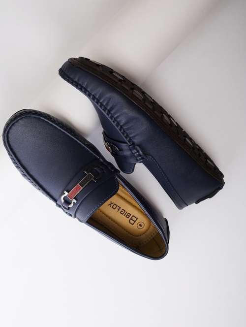 men blue slip on horsebit loafers - 18736988 - Standard Image - 0