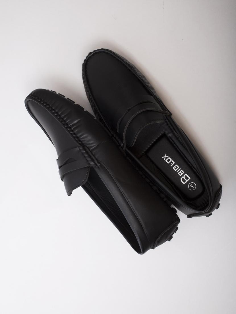 black synthetic slip on loafers - 18736993 - Zoom Image - 0