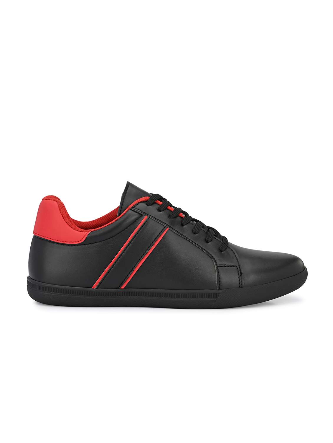 black synthetic lace up sneakers - 18737026 - Standard Image - 1