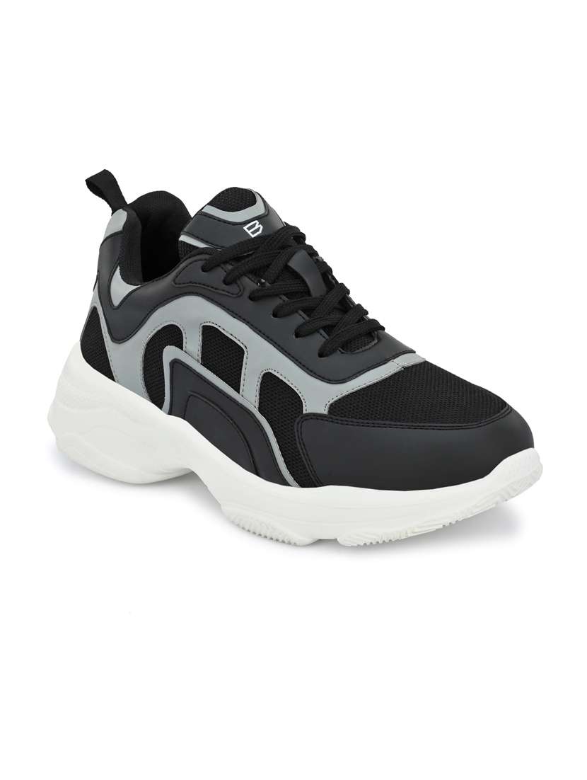 black mesh & synthetic lace up shoes - 18737036 -  Standard Image - 1