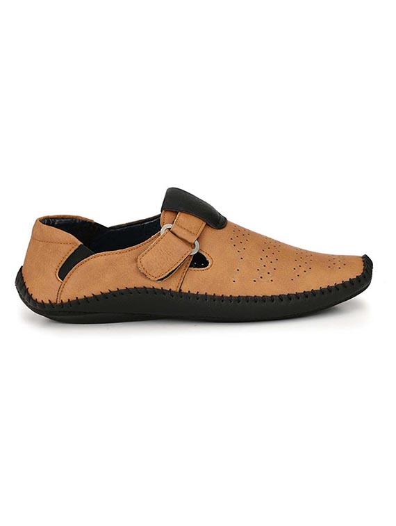 tan synthetic & mesh slip on sandals - 18737118 -  Standard Image - 1