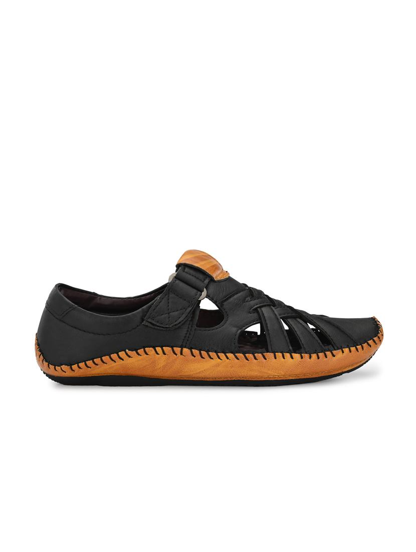 black synthetic & mesh slip on sandals - 18737127 -  Standard Image - 1
