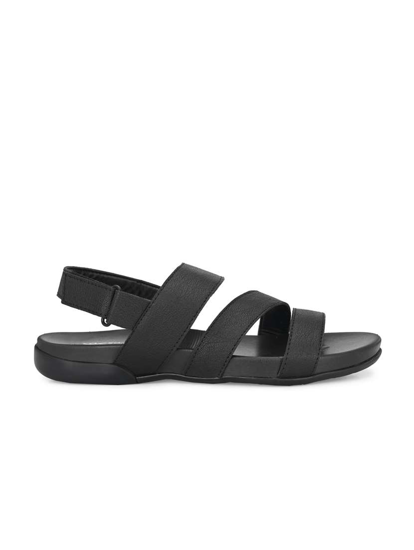 black synthetic & mesh slip on sandals - 18737140 -  Standard Image - 1