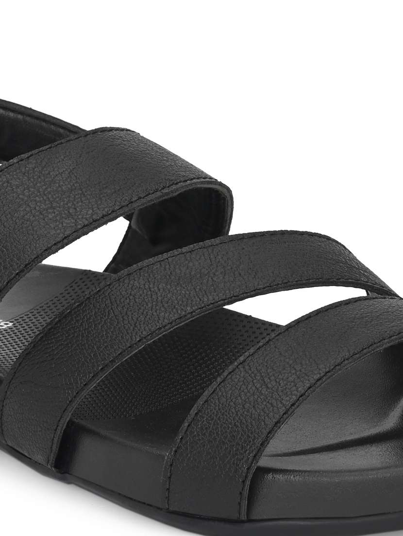 black synthetic & mesh slip on sandals - 18737140 -  Standard Image - 4