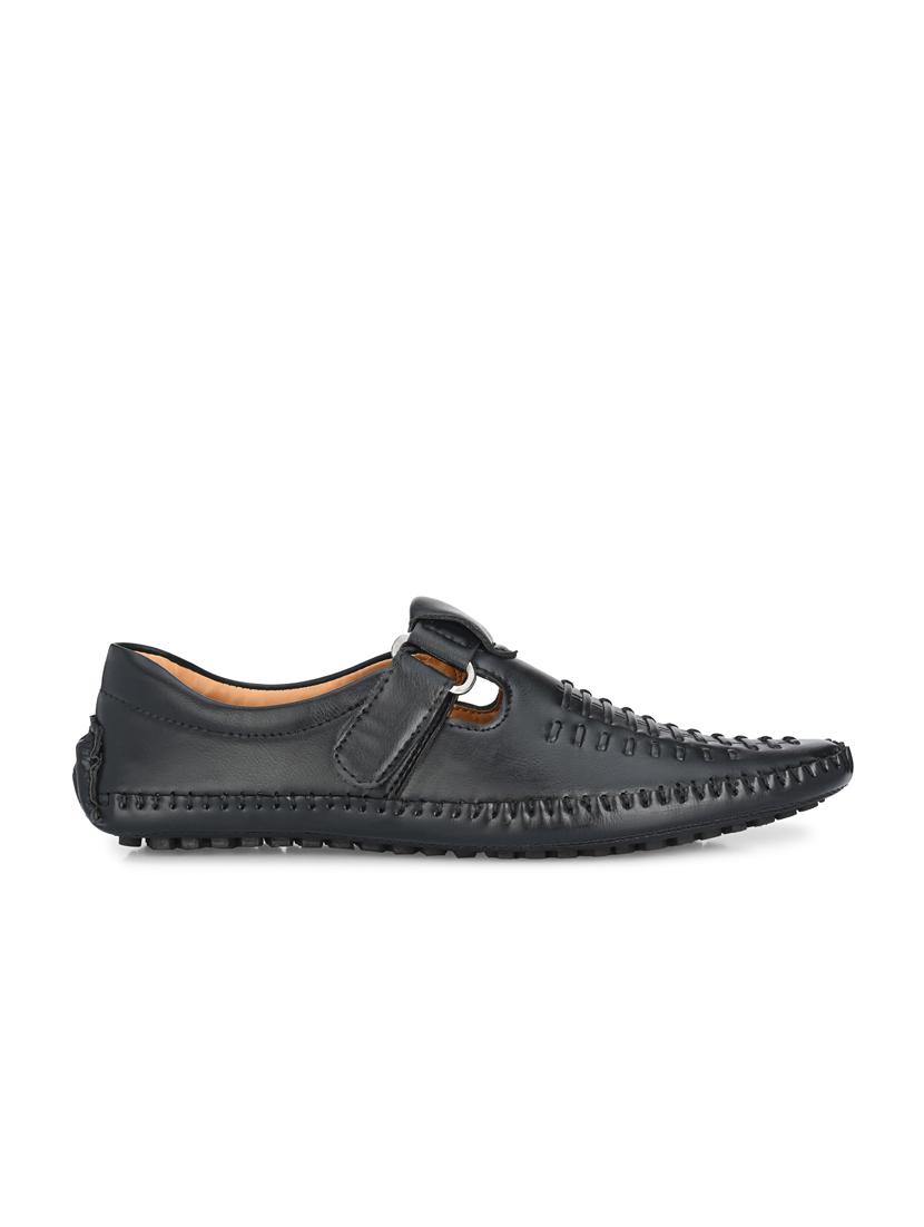 black synthetic & mesh slip on sandals - 18737147 -  Standard Image - 1