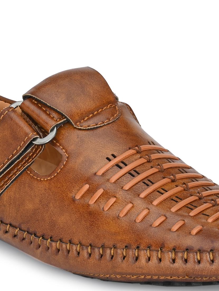 tan synthetic & mesh slip on sandals - 18737149 - Standard Image - 4