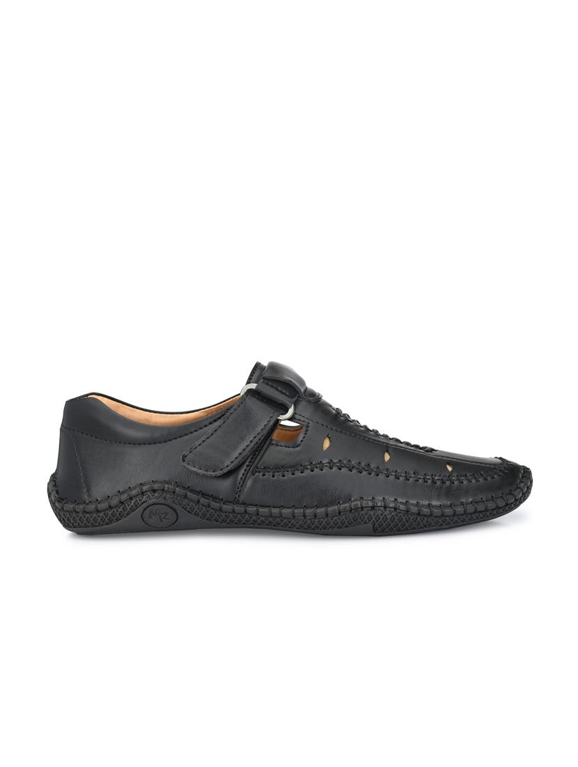 black synthetic & mesh slip on sandals - 18737156 -  Standard Image - 1
