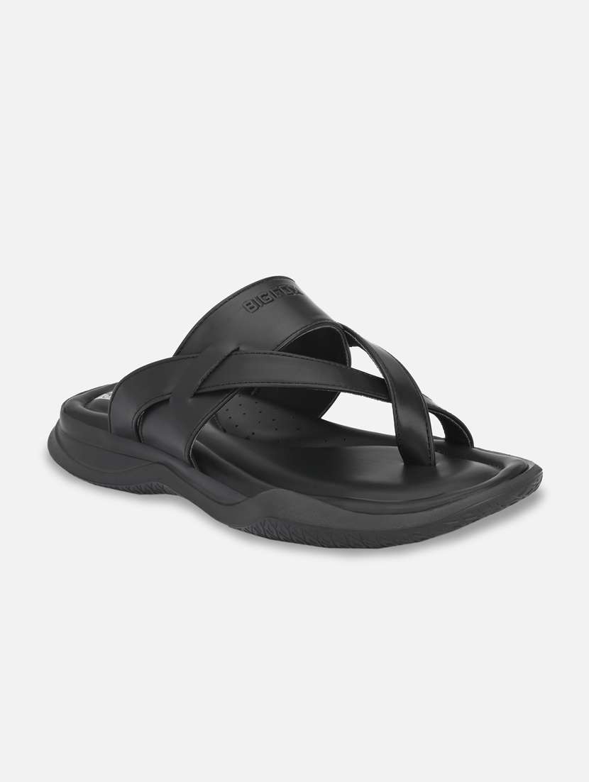 black synthetic & mesh slip on sandals - 18737160 - Standard Image - 1