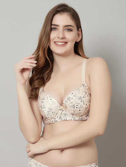 beige printed t-shirt bra - 18737189 - Standard Image - 0