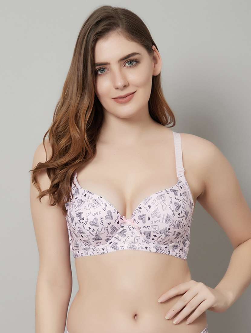 pink printed t-shirt bra
