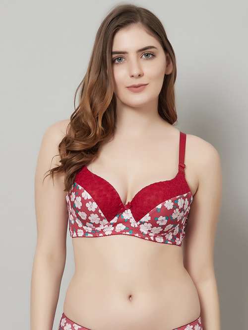 red printed t-shirt bra