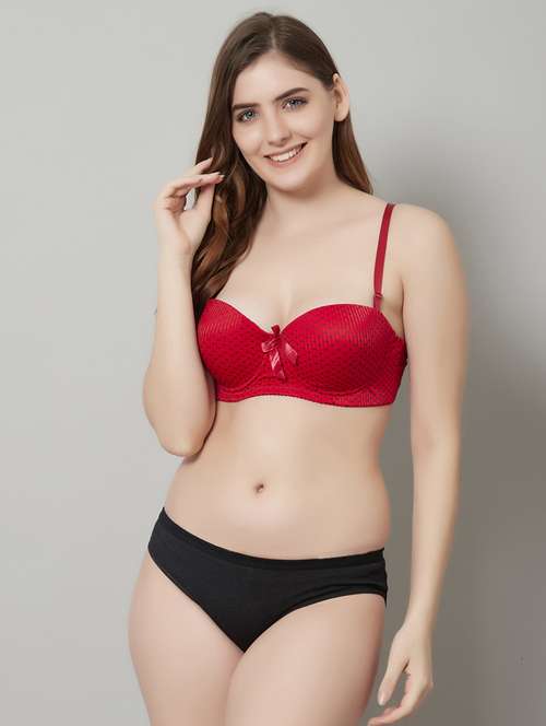 red polyester bras and panty set - 18737886 - Standard Image - 0