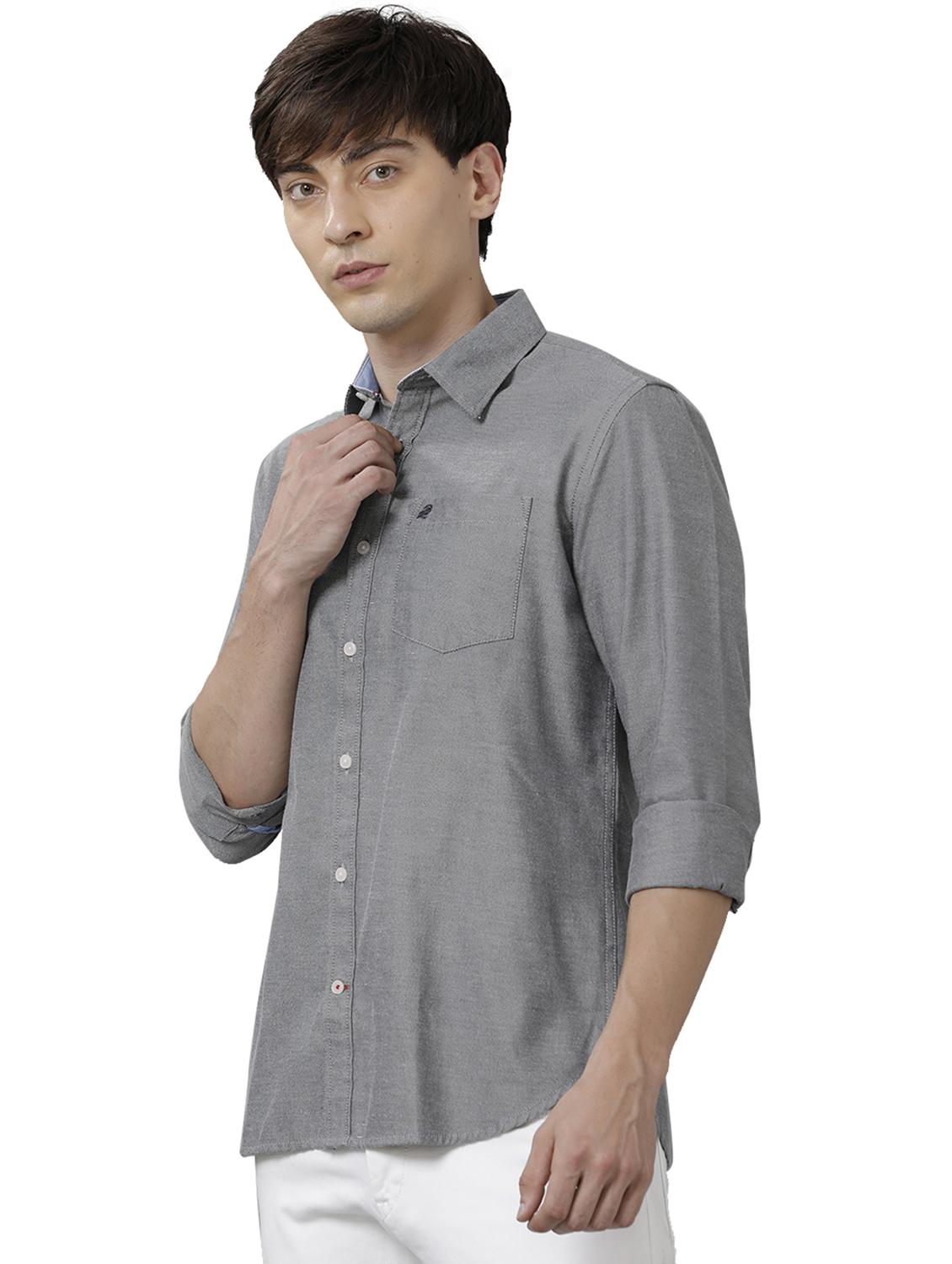 grey solid casual shirt - 18738052 -  Standard Image - 1