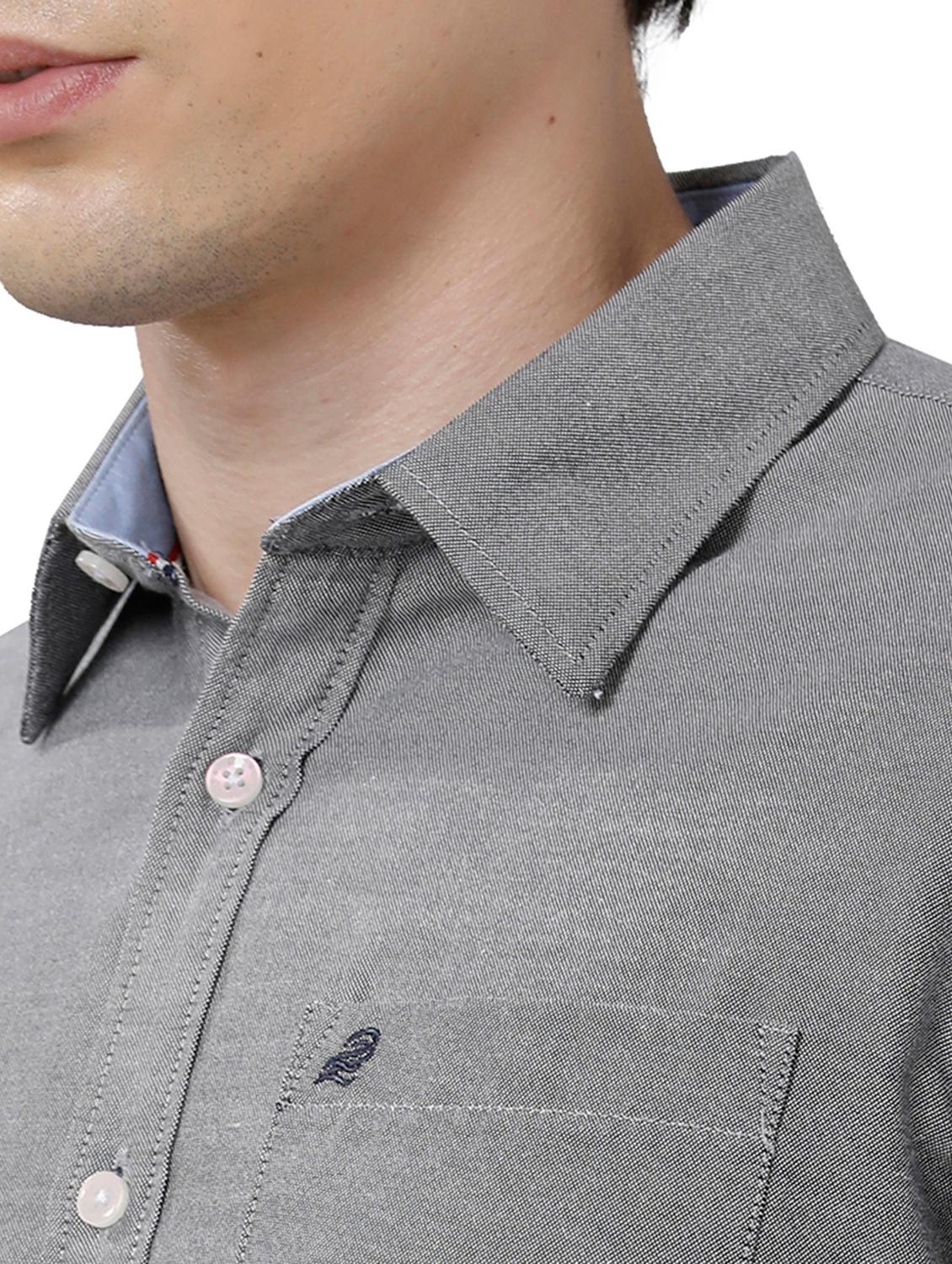 grey solid casual shirt - 18738052 - Standard Image - 4