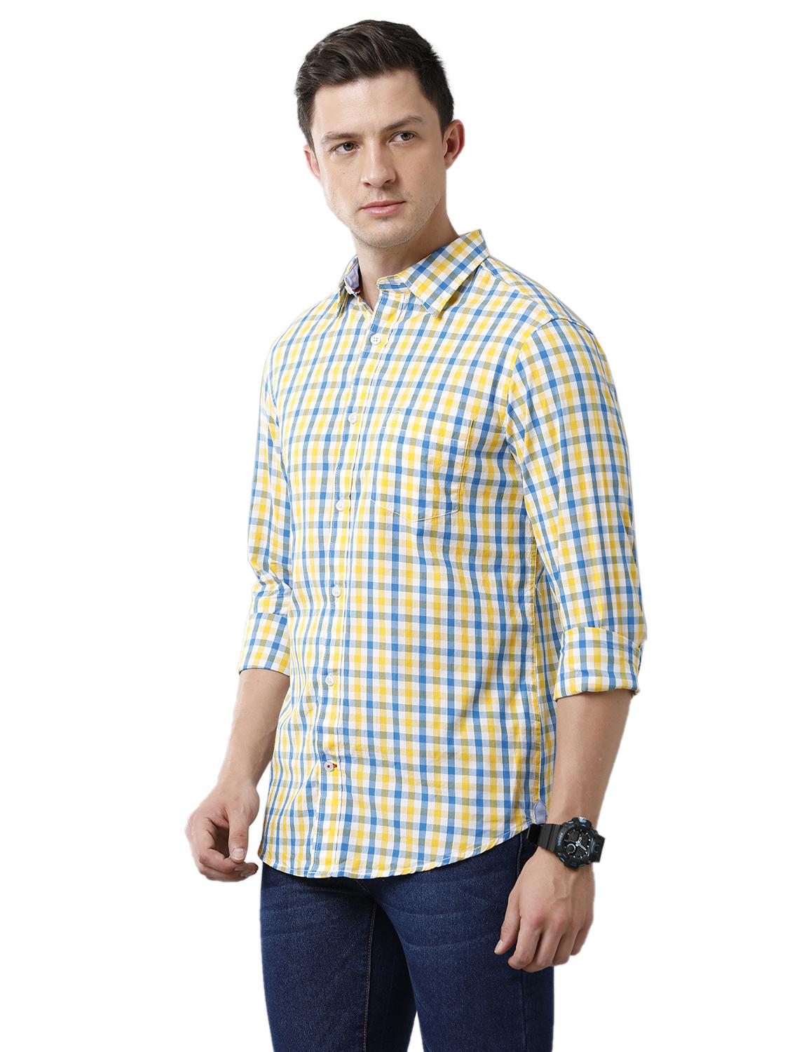 yellow checkered casual shirt - 18738100 - Standard Image - 1