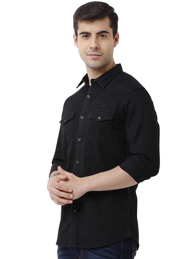 black solid casual shirt - 18738307 -  Standard Image - 1