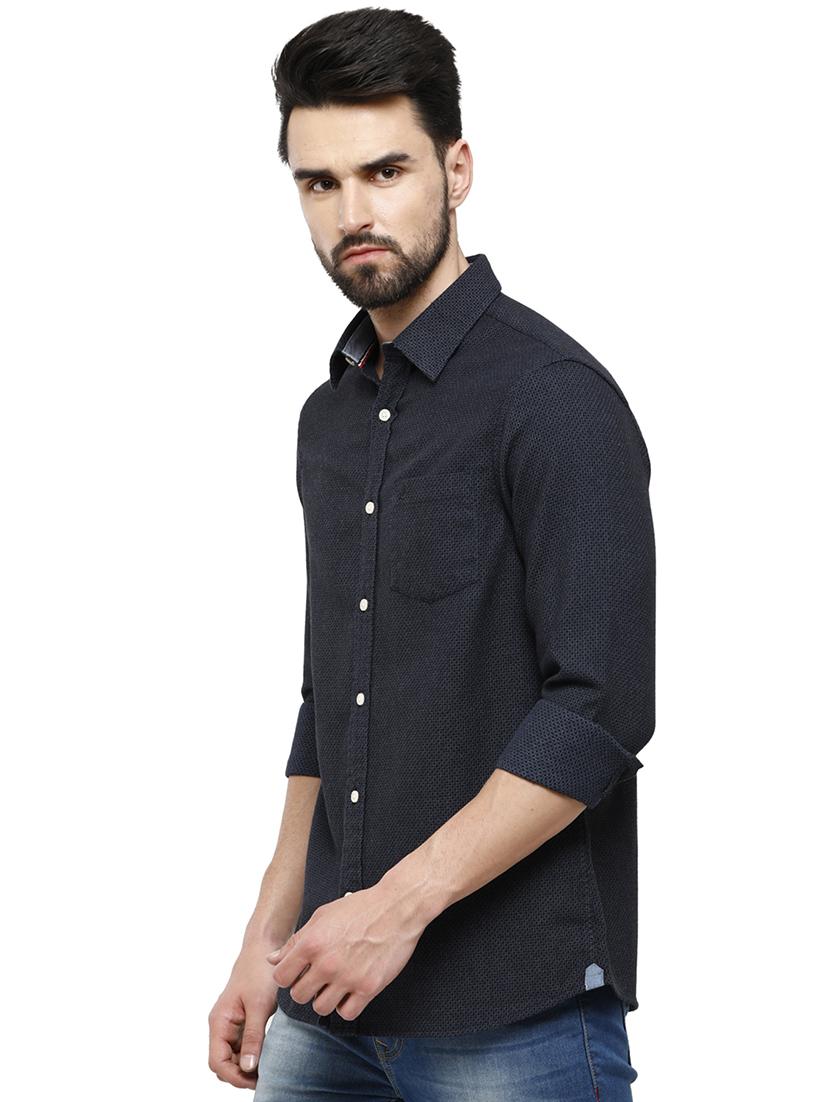 blue self design casual shirt - 18738310 - Standard Image - 1