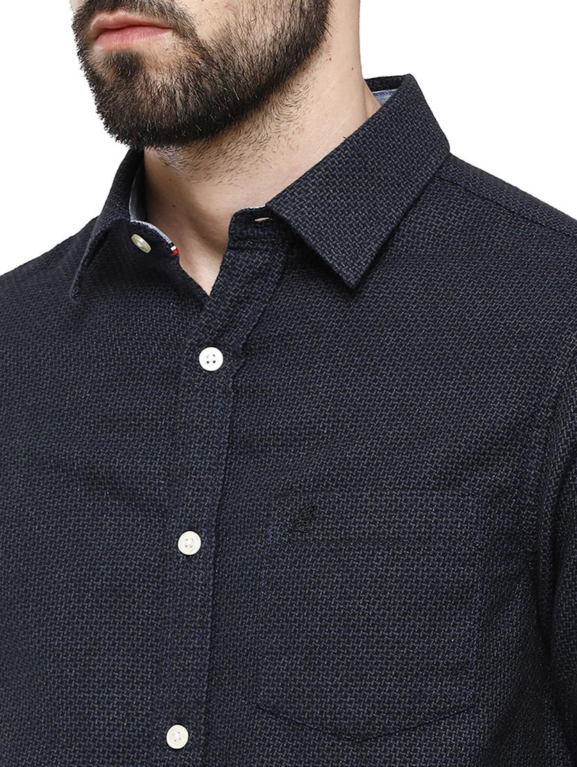 blue self design casual shirt - 18738310 - Standard Image - 4