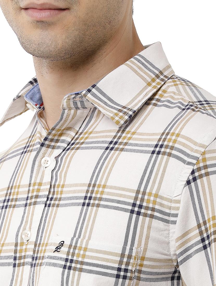 cream checkered casual shirt - 18738314 - Standard Image - 4