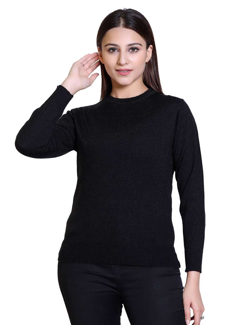 black solid woolen cardigan