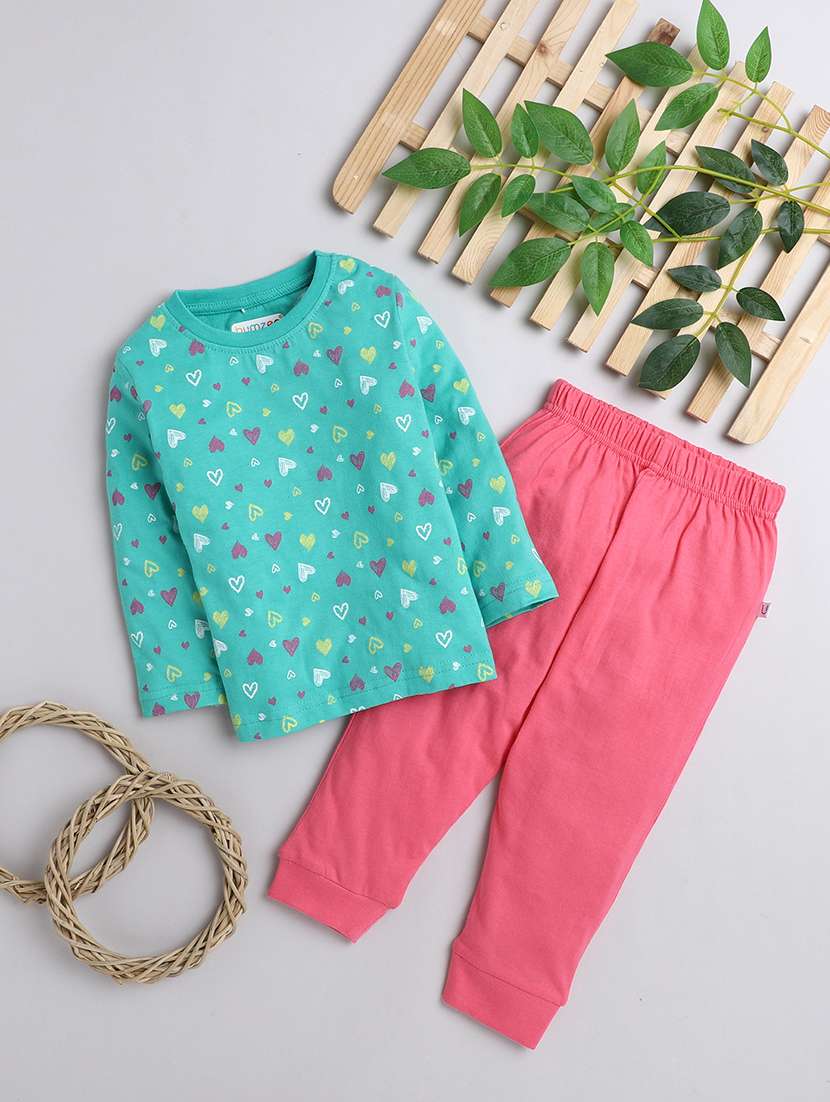 pink printed nightwear set