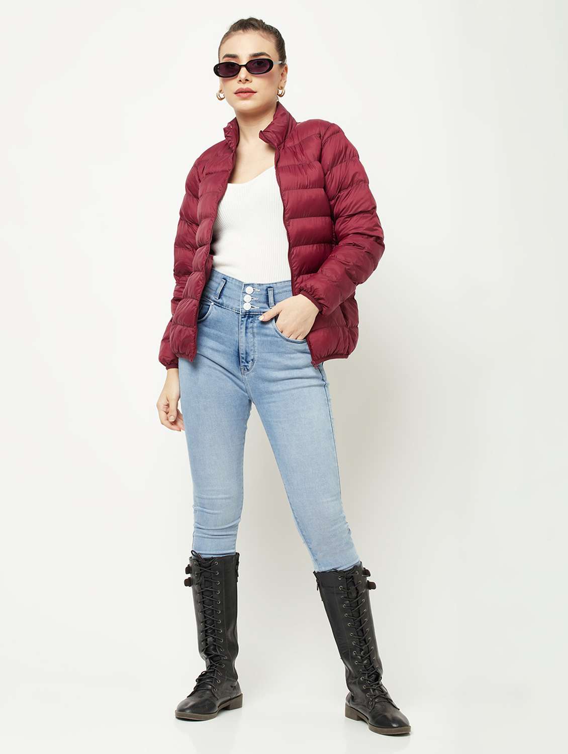 women solid long sleeve quilted jacket  - 18739035 -  Standard Image - 4