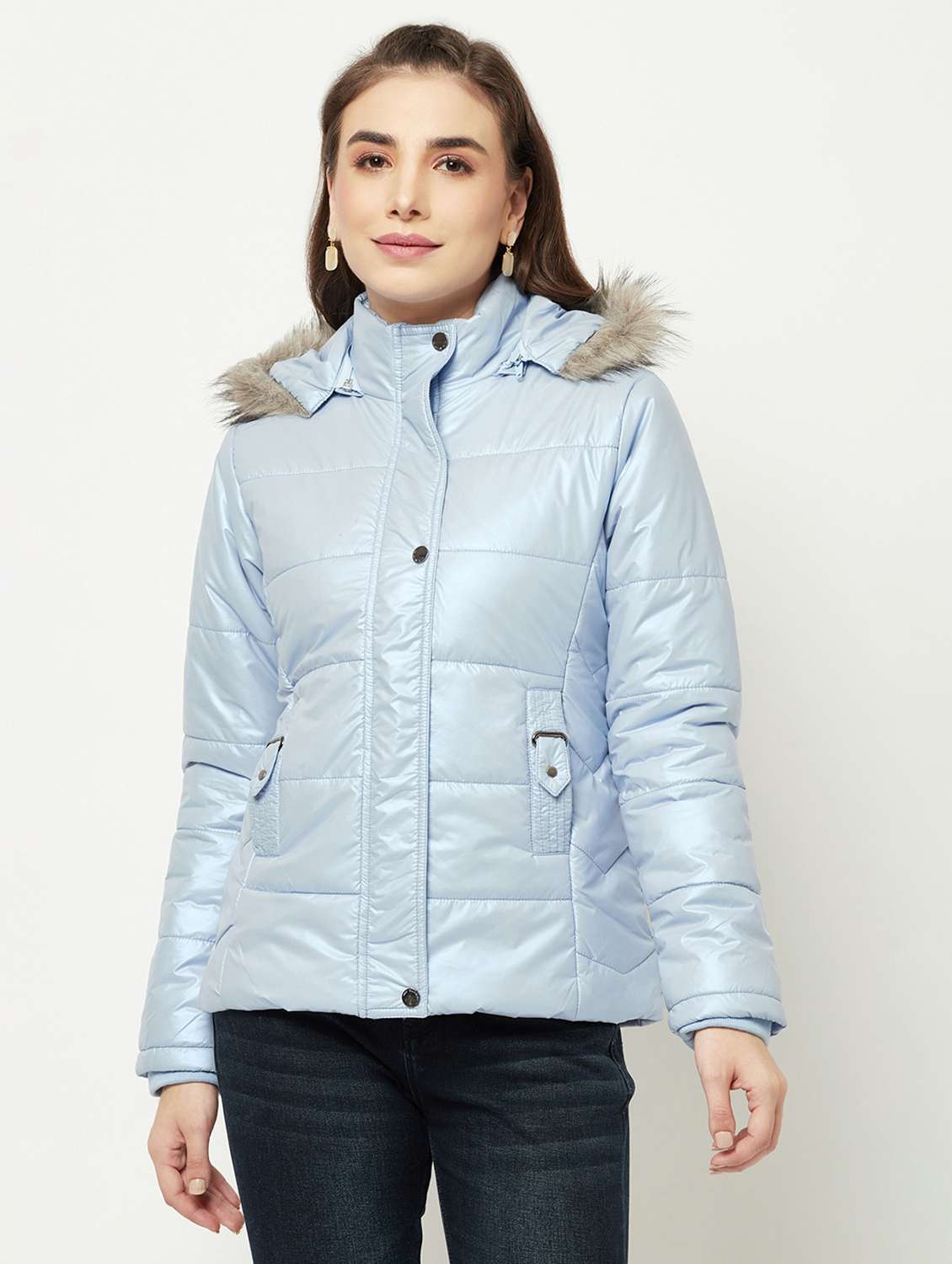 hooded neck quilted jacket