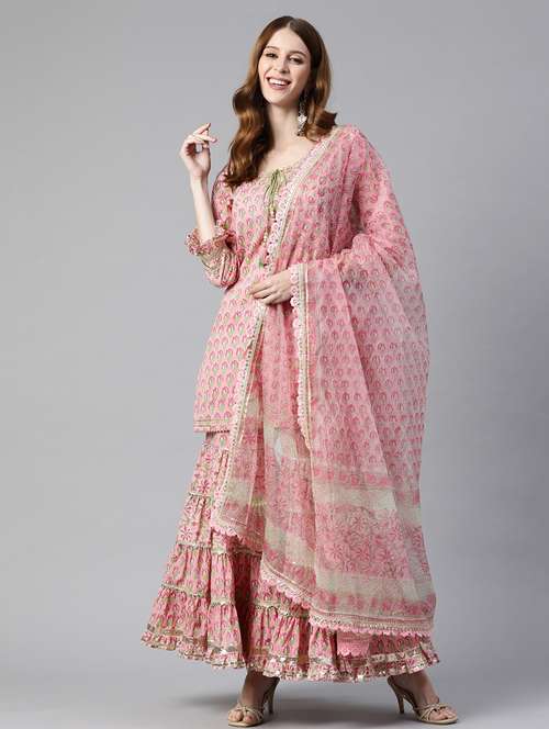 women kurta sharara set with dupatta - 18739077 -  Standard Image - 0