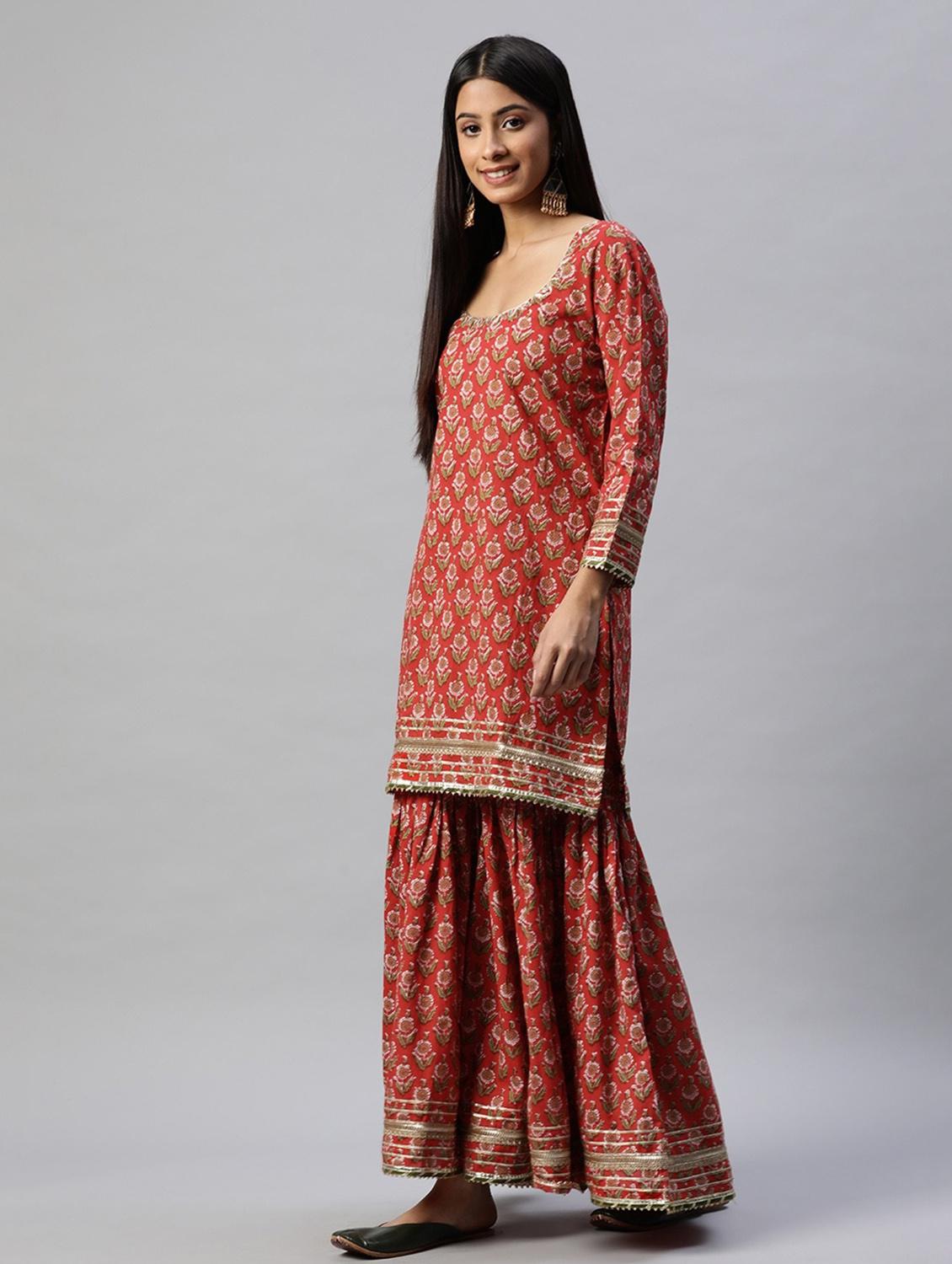 women kurta sharara set with dupatta - 18739088 - Standard Image - 1