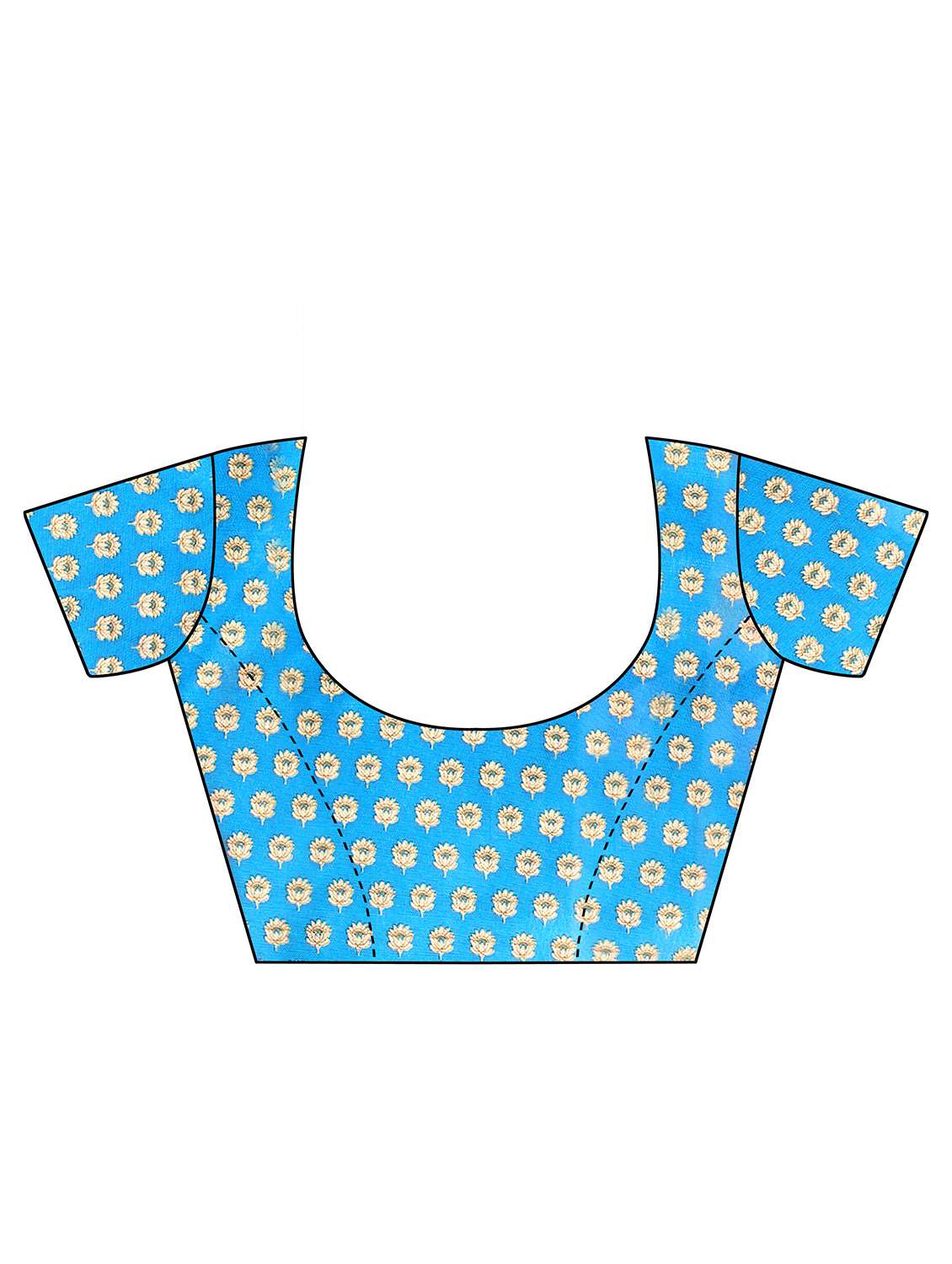 golden bordered printed saree with blouse - 18739404 -  Standard Image - 4