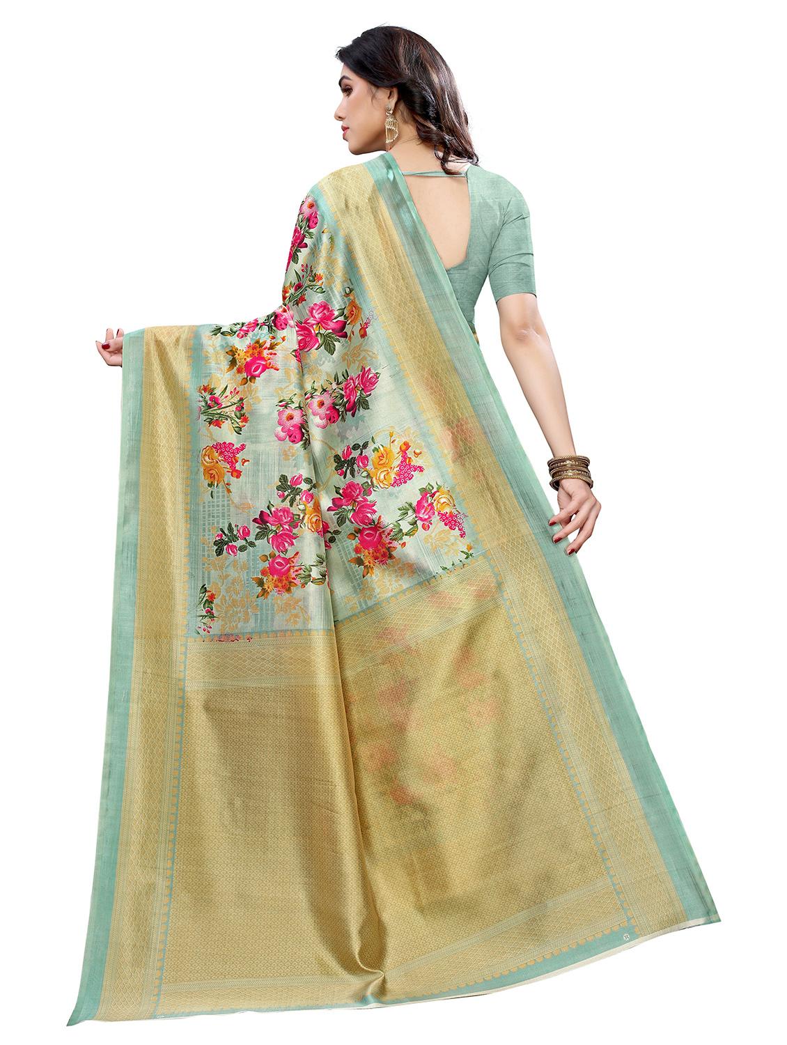 zari bordered floral designed saree - 18739409 -  Standard Image - 1