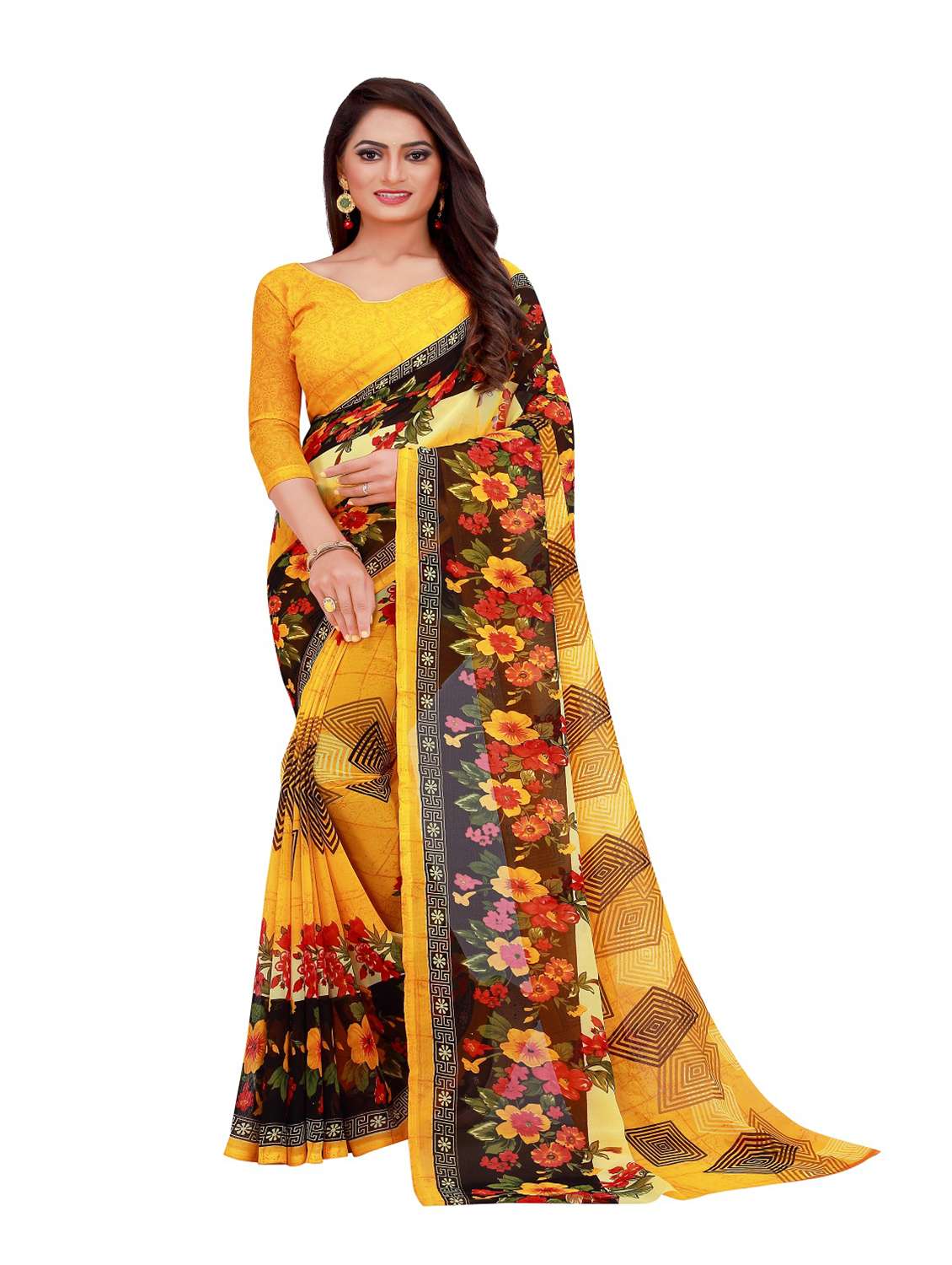 women's saree combo with blouse - 18740086 - Standard Image - 1