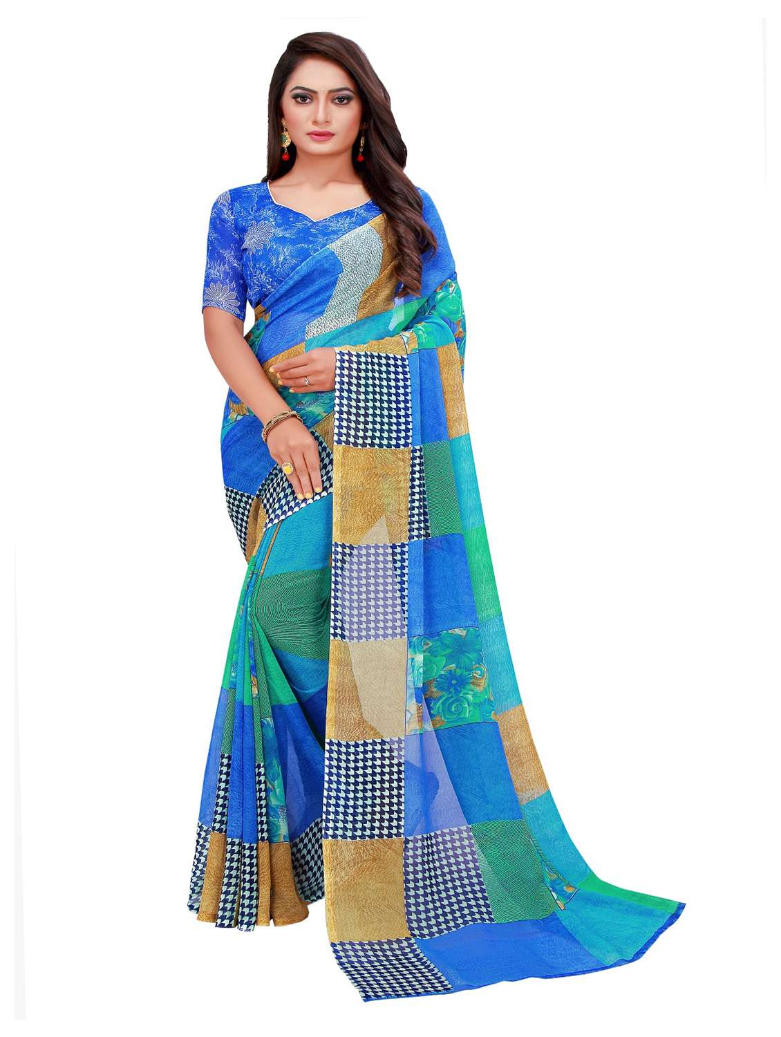 women's saree combo with blouse - 18740218 - Standard Image - 1