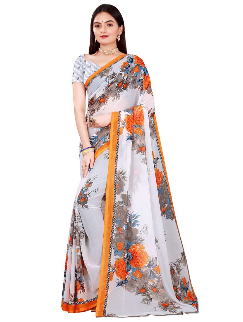pack of 2 printed sarees with blouse - 18740588 - Standard Image - 1