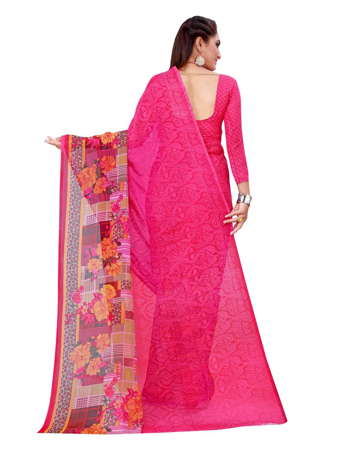 women's saree combo with blouse - 18740653 - Standard Image - 4