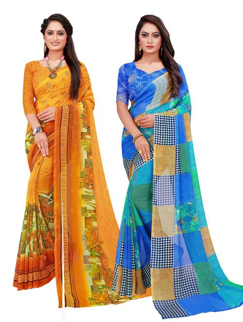 women's floral multi colored saree with blouse - 18740658 - Standard Image - 0
