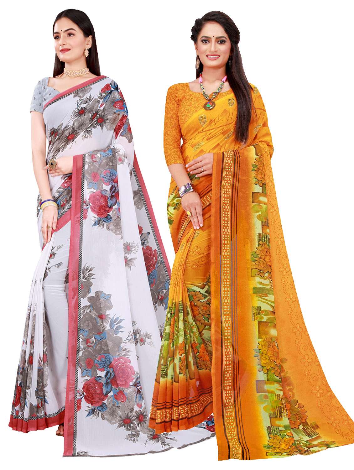 women's printed multi colored saree with blouse - 18740810 - Zoom Image - 0