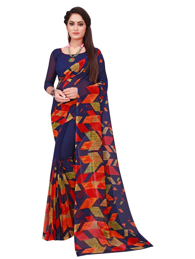 pack of 2 printed sarees with blouse - 18742046 - Standard Image - 1
