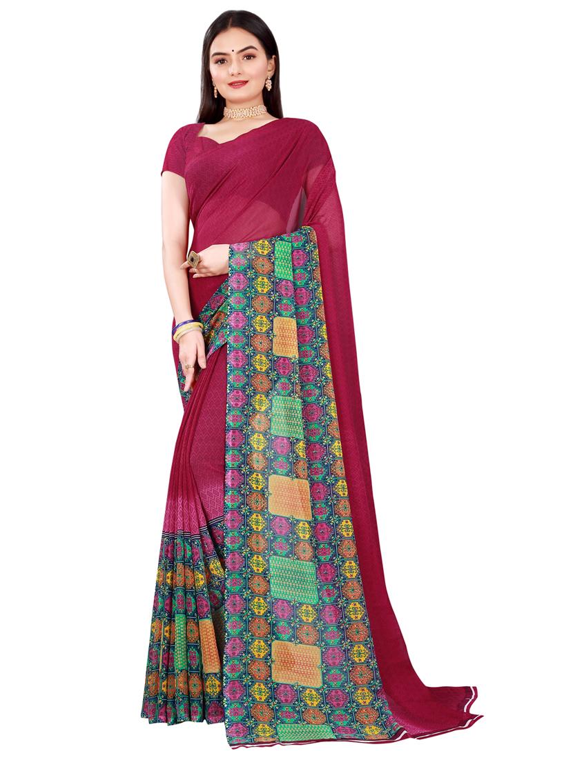 pack of 2 printed sarees with blouse - 18742184 - Standard Image - 1