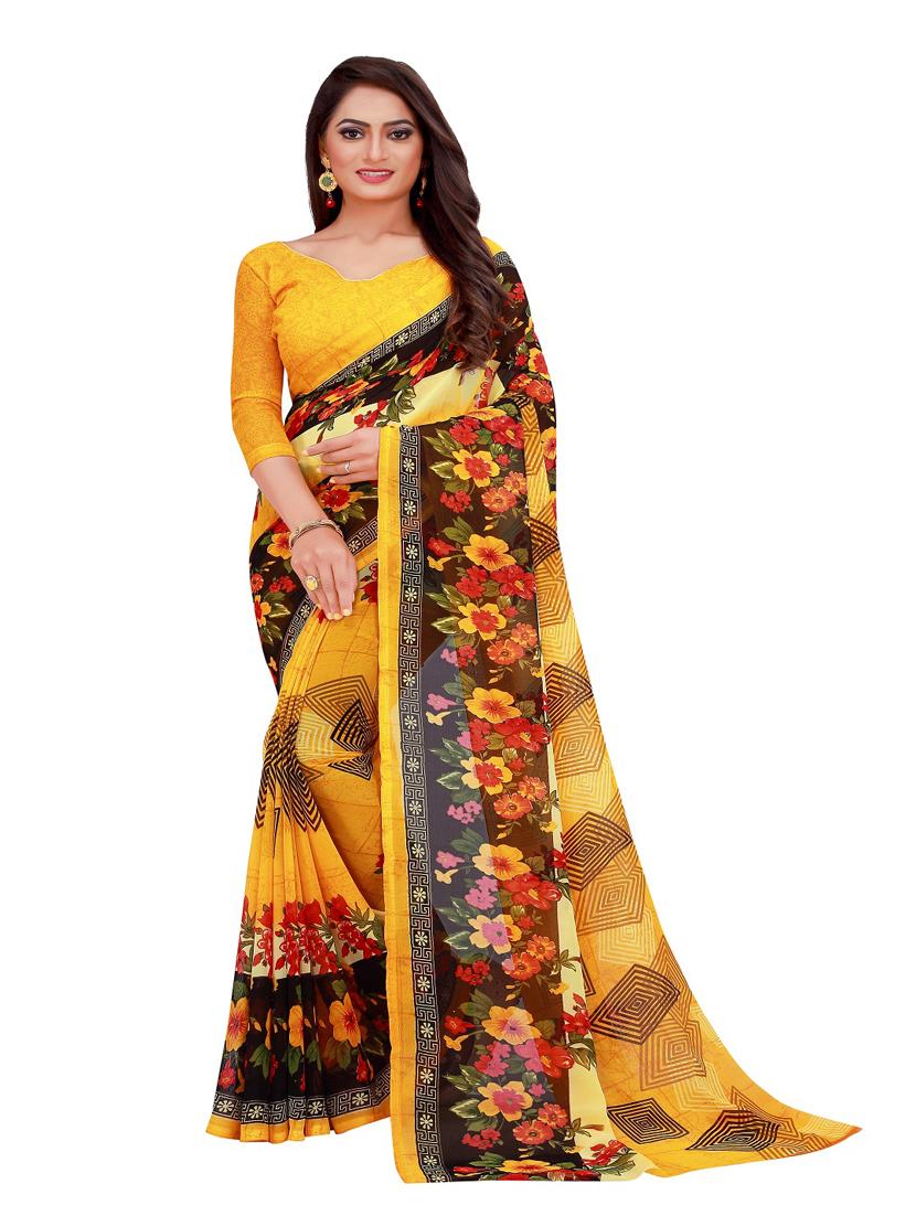 pack of 2 printed sarees with blouse - 18742188 - Standard Image - 1