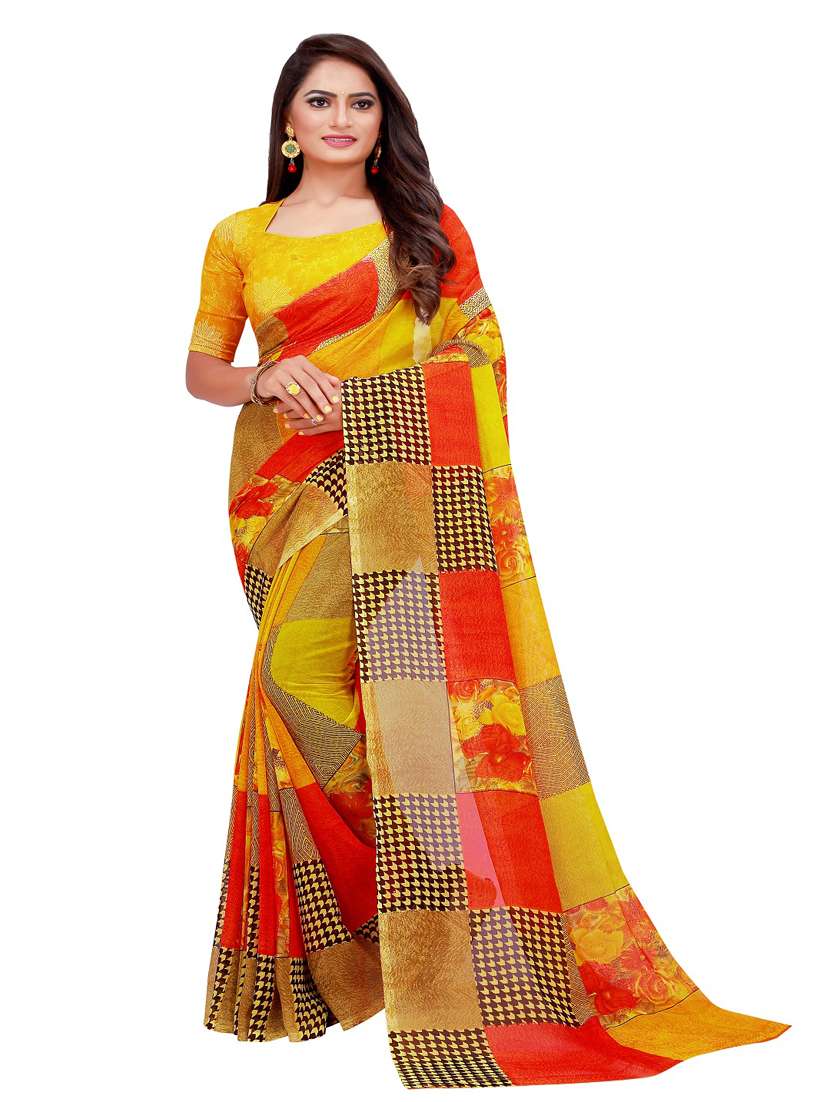 pack of 2 printed sarees with blouse - 18742279 -  Standard Image - 1