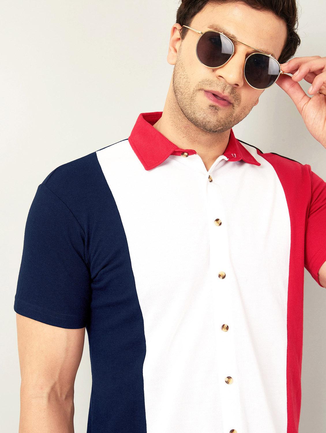 mens color block casual shirt - 18742732 - Standard Image - 1